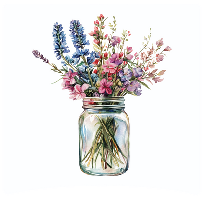 8" x 8" Mason jar flowers panel