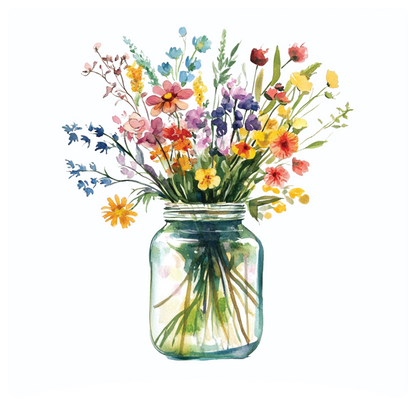 8" x 8" Mason jar flowers panel