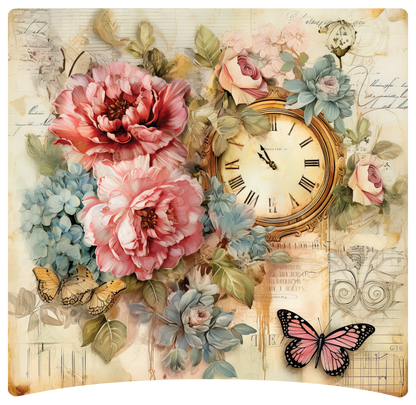 8" x 8" Clock and flowers