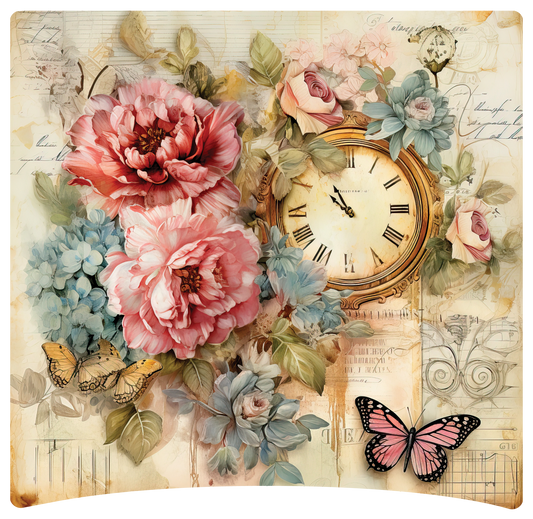 8" x 8" Clock and flowers