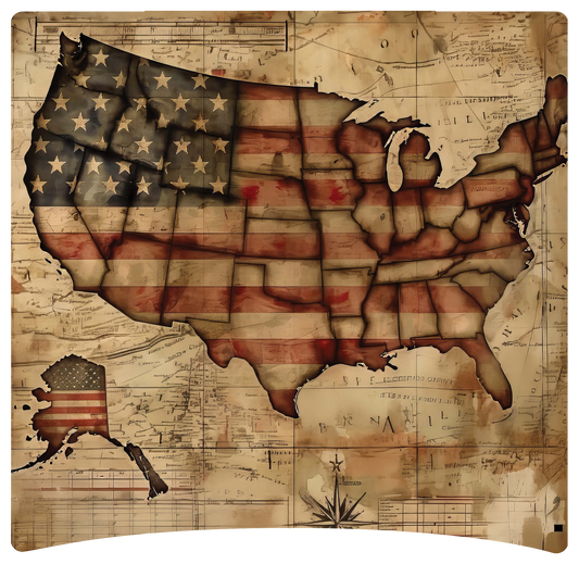 8" x 8" United States and Flag