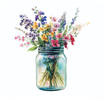 8" x 8" Mason jar flowers panel