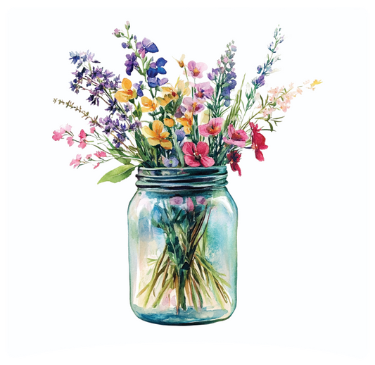 8" x 8" Mason jar flowers panel