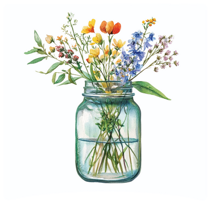 8" x 8" Mason jar flowers panel