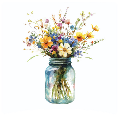 8" x 8" Mason jar flowers panel
