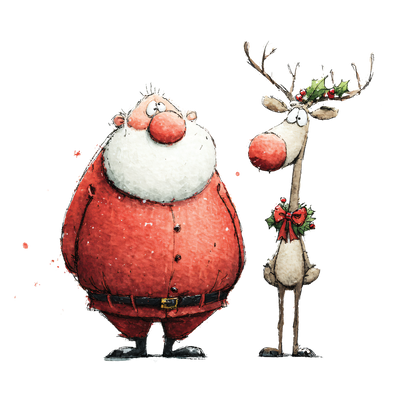 8" x 8" Santa Rudolph